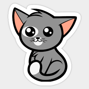 Cute Grey Kawaii Kitten Sticker